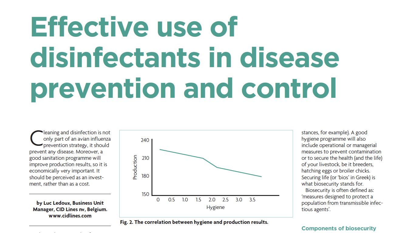 Effective use of disinfectants in hatcheries